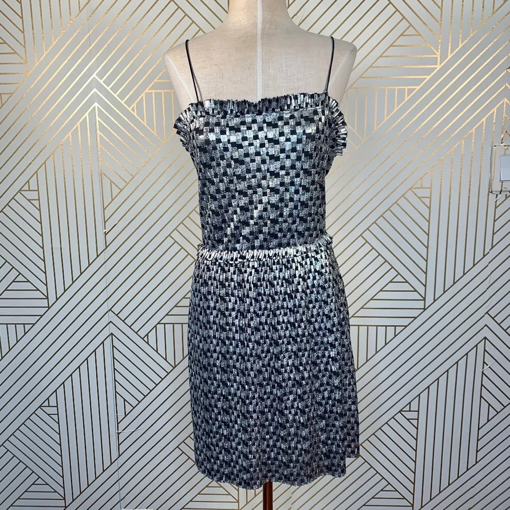 Zara Shimmery‎ Dress Thin Straps Silver Metallic